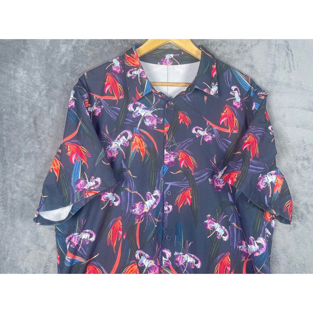 Lululemon Mens Large Airing Easy Shirt Veiled Floral Performance Mesh Hawaiian